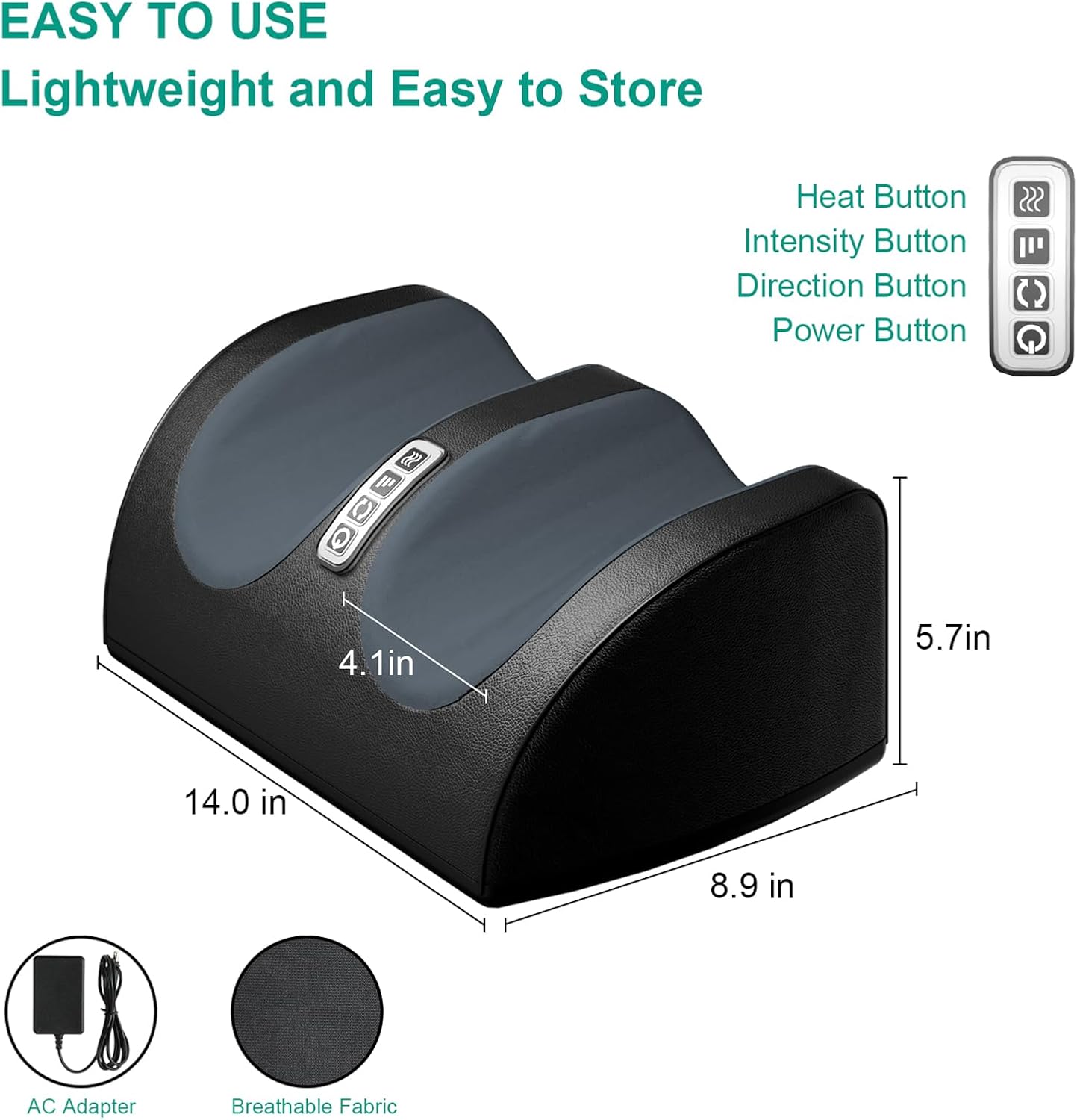 BuzyBe Shiatsu Foot Massager Machine with Heat, Foot and Calf Massager with Massage Roller, Deep Tissue Massager for Plantar Fasciitis, Pain Relief, Promotes Blood Circulation, Gifts for Women & Men