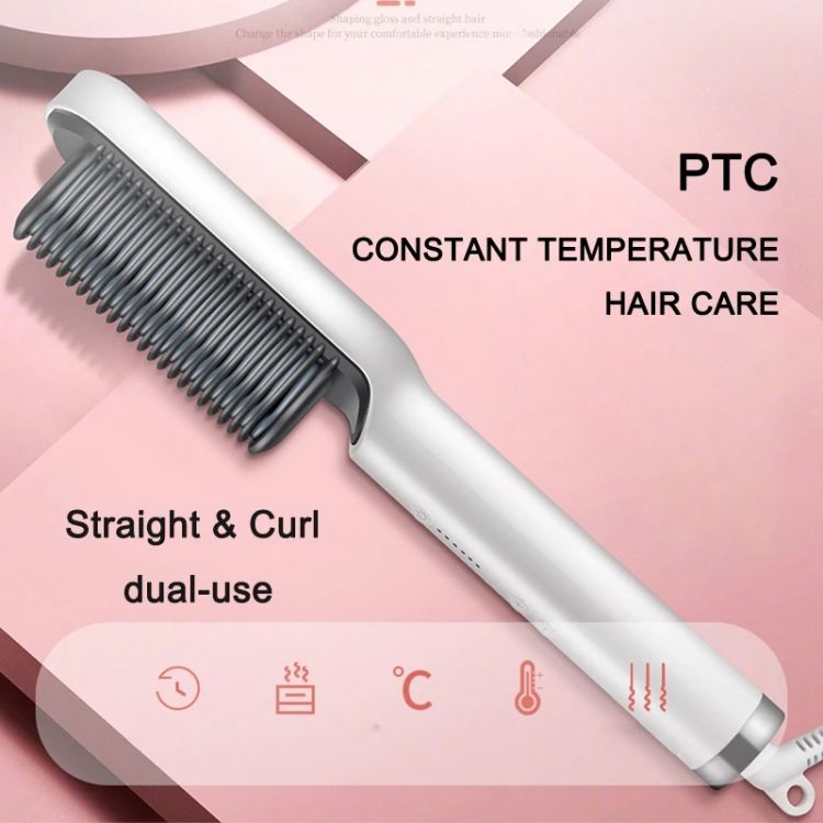 buzybe Hair Straight &amp; Curly Comb Brush – 5 Adjustable Heat Levels | 2-in-1 Hair Styling Brush buzybe