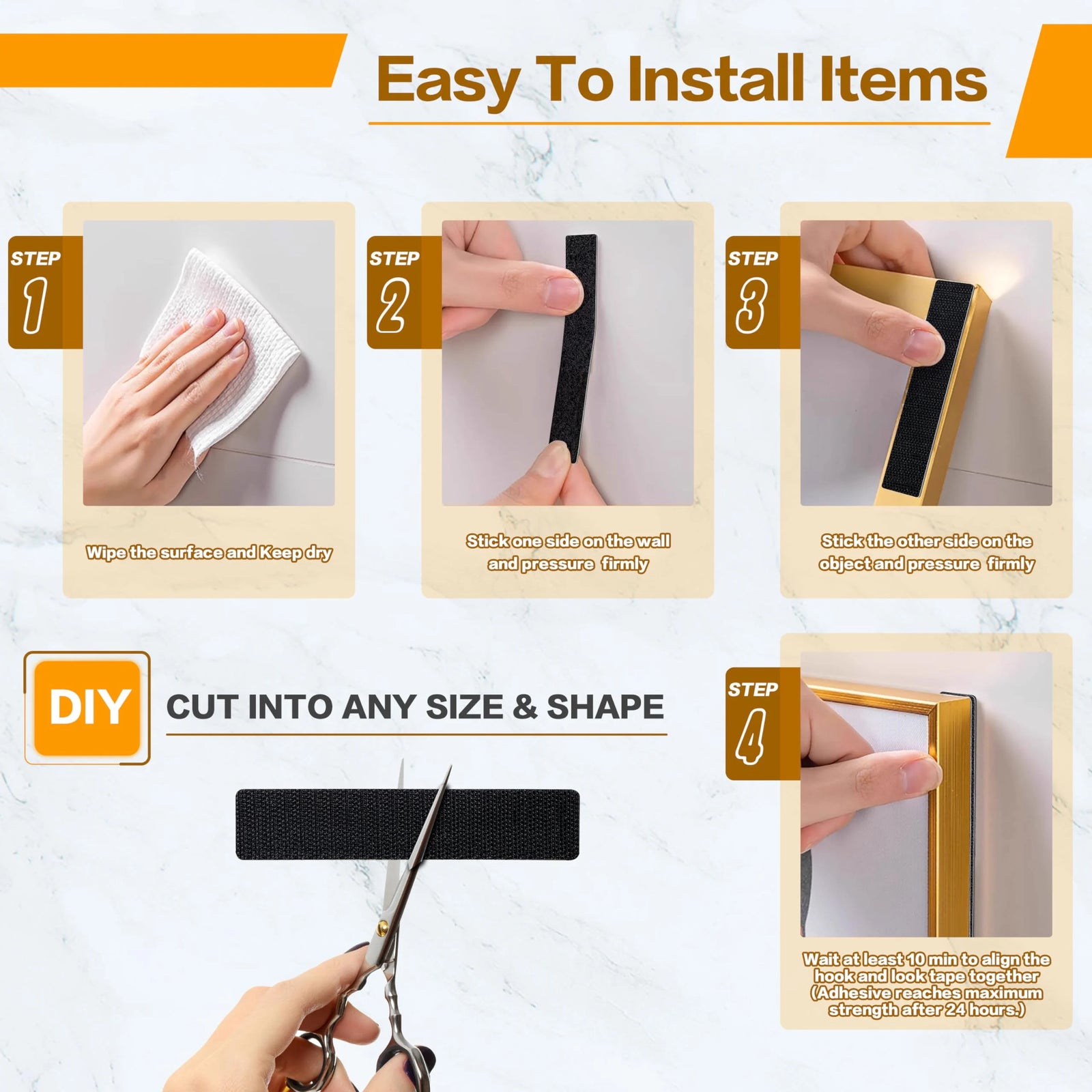 buzybe Heavy Duty Hook & Loop Adhesive Strips | Strong Self-Adhesive Fastening Tape for Home, Office & DIY BuzyBe