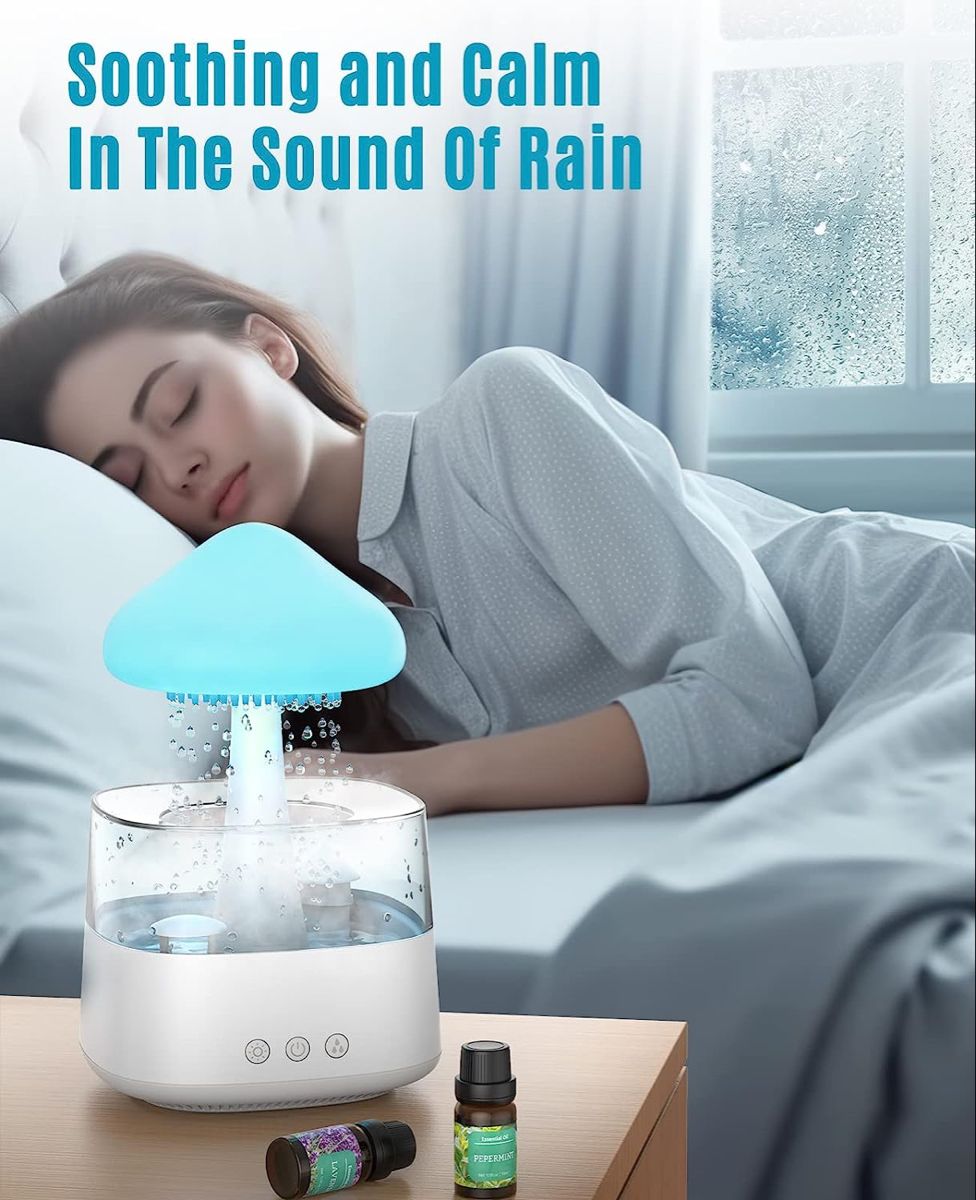 Buzybe Cloud Humidifier with Remote Control &amp; Waterfall Lamp | Relaxing Rain Cloud Aroma Diffuser &amp; LED Night Light BuzyBe