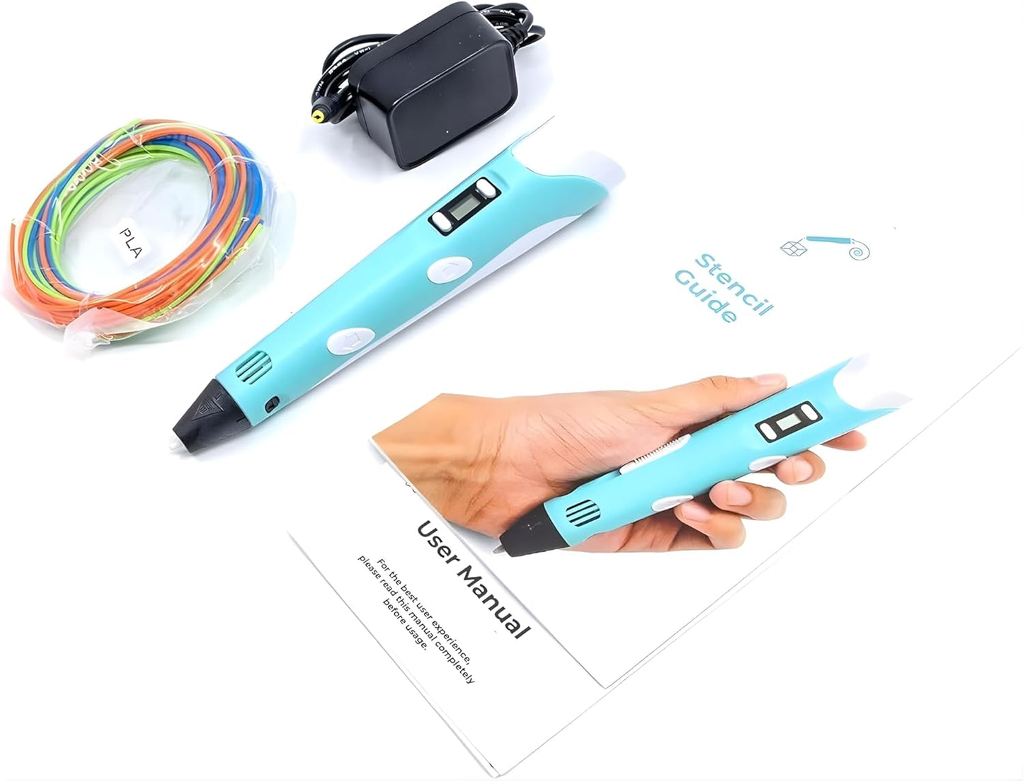 BuzyBe 3D Printing Pen with LCD Display for Kids & Adults – DIY Arts & Crafts Tool with 3 PLA Filaments, Stencil Book & Guide – Safe 3D Pen for Kids, Fun Magic Pen for Creative Projects & Learning