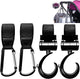 𝐁𝐮𝐳𝐲𝐁𝐞 Baby Stroller Hooks For Hanging Diaper Bags - 4 Pcs Heavy Duty 360° Rotatable Hooks for Shopping Bag, Purses, Clothing, Grocery and Accessories - 2 Premium Leather Hook + 2 Sturdy Metal