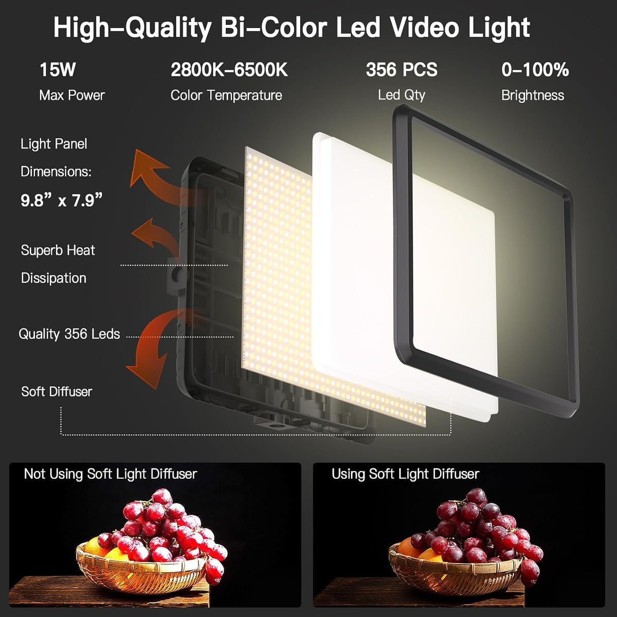 NiceVeedi 1-Pack LED Video Light Kit, Photography Lighting Kit, 2800-6500K Dimmable Studio Light with Tripod Stand & Phone Holder, 73" Stream Light for Video Recording, Game Streaming, YouTube buzybe