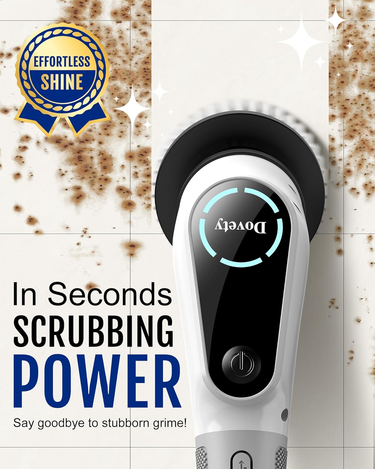 Dovety Electric Spin Scrubber, Cordless Cleaning Brush, Shower Scrubber with 8 Replaceable Brush Head, Power Cleaning Brush with Extension Handle, 2 Adjustable Speed, for Bathtub Grout Tile Floor buzybe