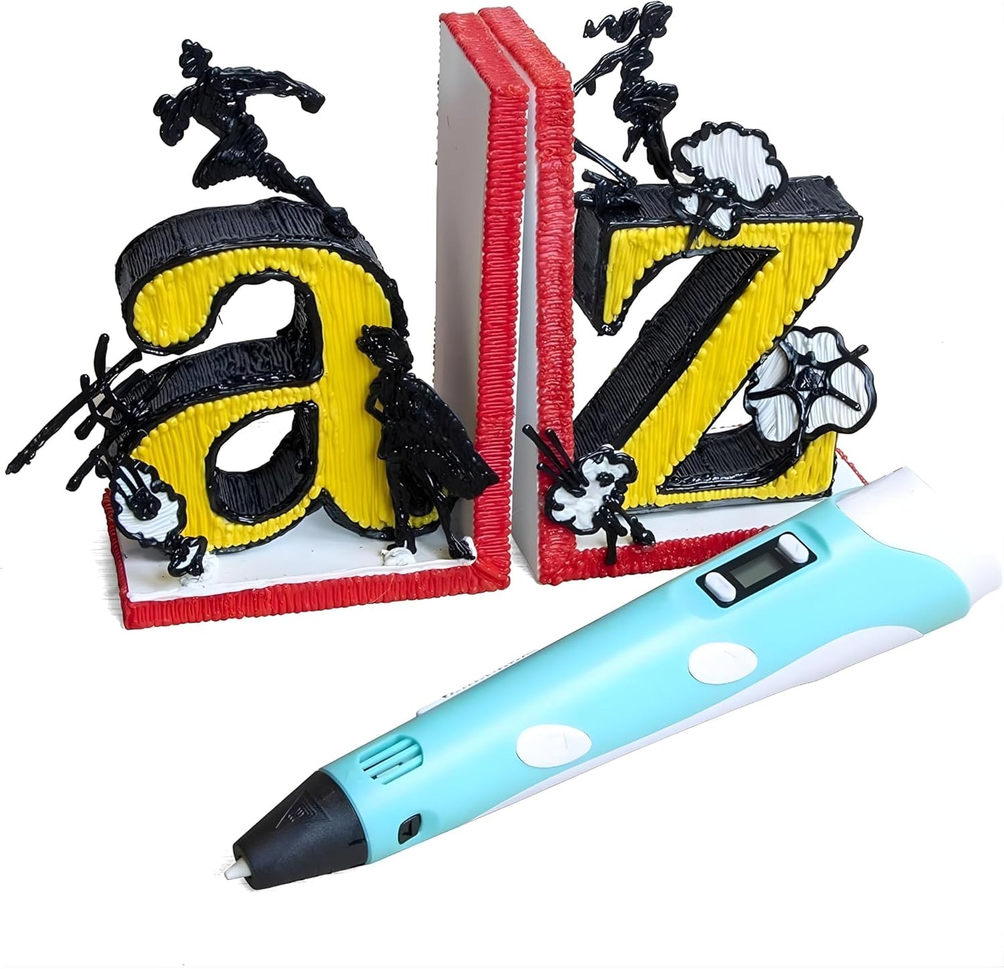 BuzyBe 3D Printing Pen with LCD Display for Kids & Adults – DIY Arts & Crafts Tool with 3 PLA Filaments, Stencil Book & Guide – Safe 3D Pen for Kids, Fun Magic Pen for Creative Projects & Learning