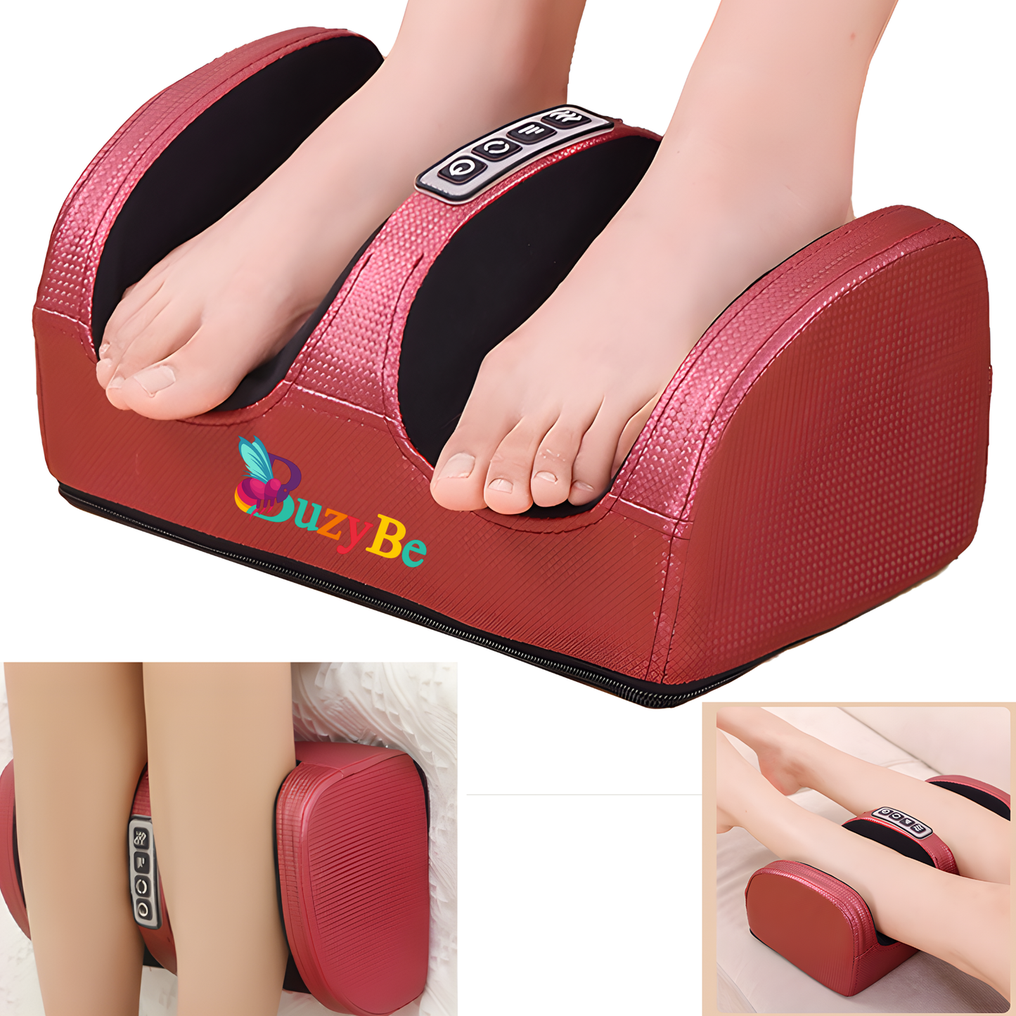 BuzyBe Shiatsu Foot Massager Machine with Heat, Foot and Calf Massager with Massage Roller, Deep Tissue Massager for Plantar Fasciitis, Pain Relief, Promotes Blood Circulation, Gifts for Women & Men