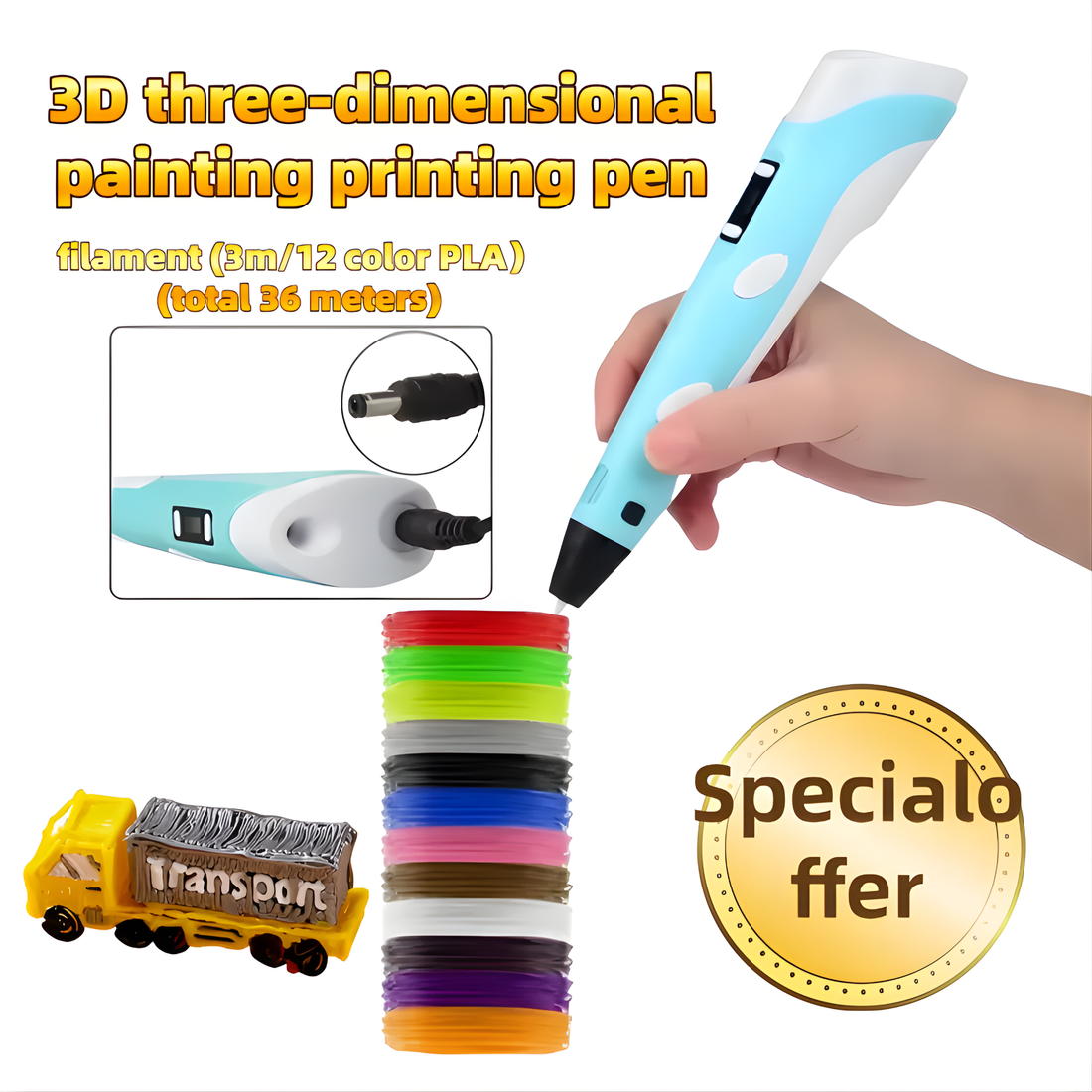 BuzyBe 3D Printing Pen with LCD Display for Kids & Adults – DIY Arts & Crafts Tool with 3 PLA Filaments, Stencil Book & Guide – Safe 3D Pen for Kids, Fun Magic Pen for Creative Projects & Learning BuzyBe