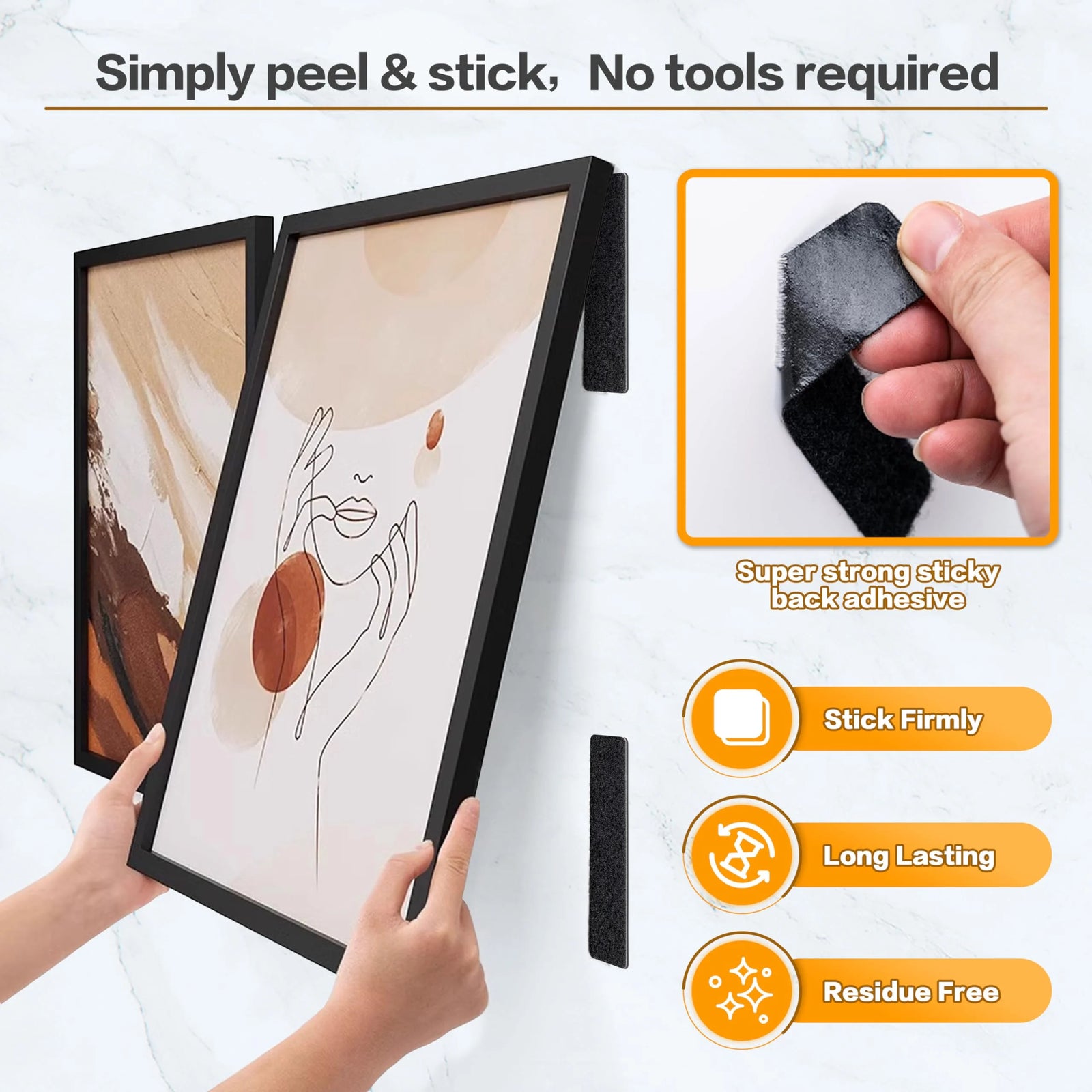buzybe Heavy Duty Hook & Loop Adhesive Strips | Strong Self-Adhesive Fastening Tape for Home, Office & DIY BuzyBe