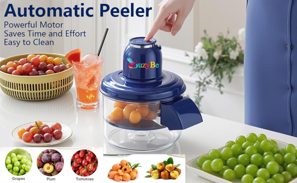 BuzyBe Automatic Garlic Peeling Machine – USB Rechargeable Electric Grape & Cherry Tomato Peeler for Easy Kitchen Use