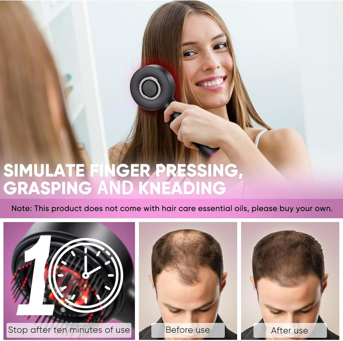 BuzyBe Scalp Massager Brush with Red Light Therapy – Cordless Head Massager with Hair Oil Applicator, Waterproof Deep Scalp Massage Comb for Hair Growth & Relaxation