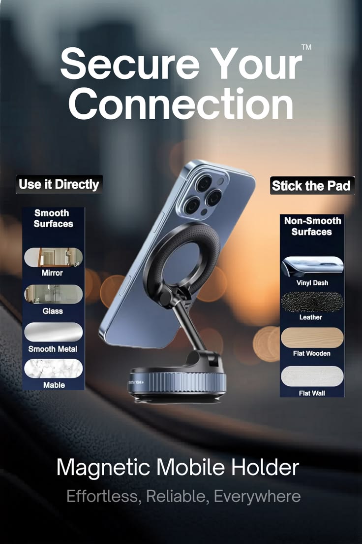buzybe 360° Magnetic Car Phone Holder | Universal Dashboard & Air Vent Mount for Smartphones BuzyBe