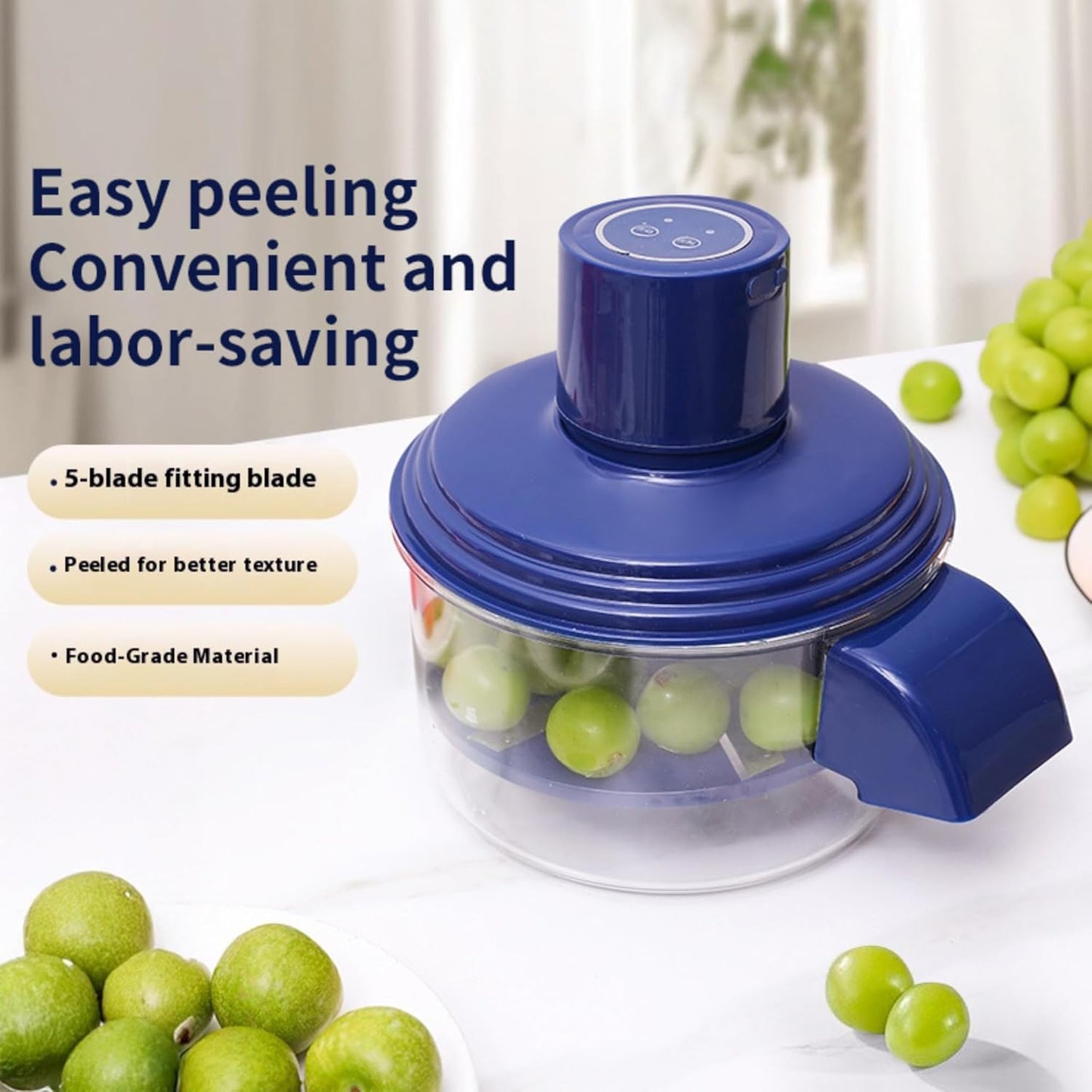 BuzyBe Automatic Garlic Peeling Machine – USB Rechargeable Electric Grape & Cherry Tomato Peeler for Easy Kitchen Use
