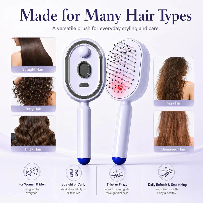 BuzyBe Electric Spray Air Cushion Massage Comb with Oil Applicator, Rechargeable Hair Massage Brush with Essential Oil Mist, Detangling Anti-Static Scalp Care Comb for Women & Girls BuzyBe