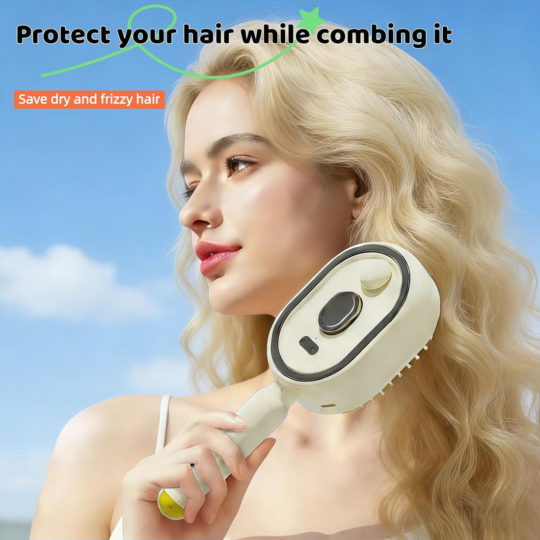 BuzyBe Electric Spray Air Cushion Massage Comb with Oil Applicator, Rechargeable Hair Massage Brush with Essential Oil Mist, Detangling Anti-Static Scalp Care Comb for Women & Girls BuzyBe