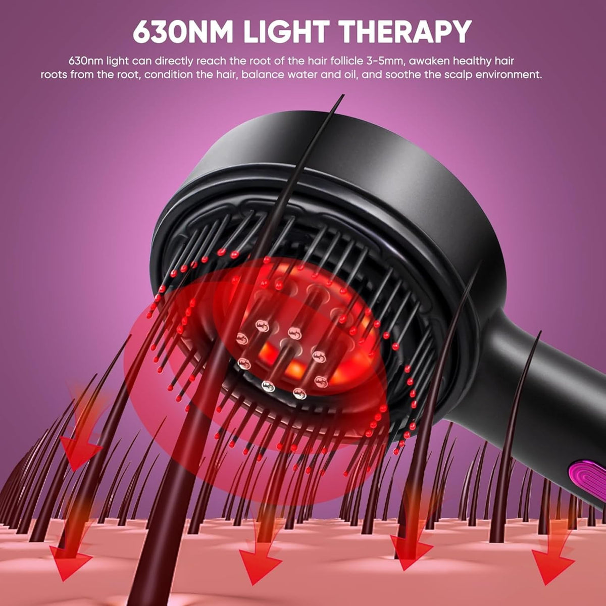BuzyBe Scalp Massager Brush with Red Light Therapy – Cordless Head Massager with Hair Oil Applicator, Waterproof Deep Scalp Massage Comb for Hair Growth & Relaxation