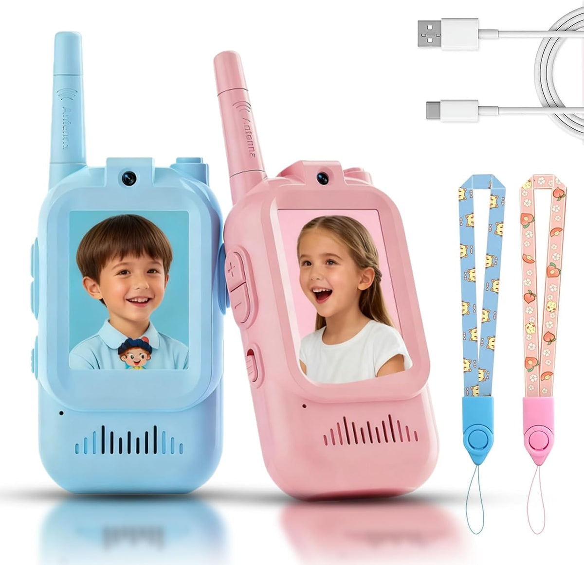 BuzyBe Kids Video Walkie Talkie 2 Pack – Rechargeable LCD Screen Video Intercom with Camera, Long-Range Two-Way Radio Toy for Boys & Girls