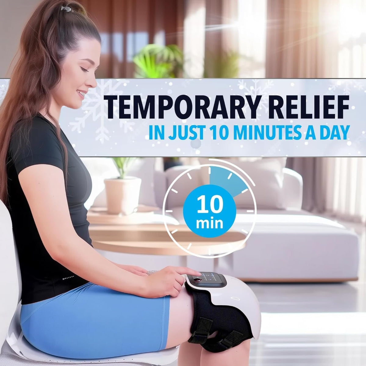 BuzyBe Portable Knee Massager with Heat & Vibration | Wireless Knee Pain Relief Device | Rechargeable Heated Knee Brace | 3 Heat & Massage Modes | 2000mAh Battery | for Men, Women & Seniors BuzyBe
