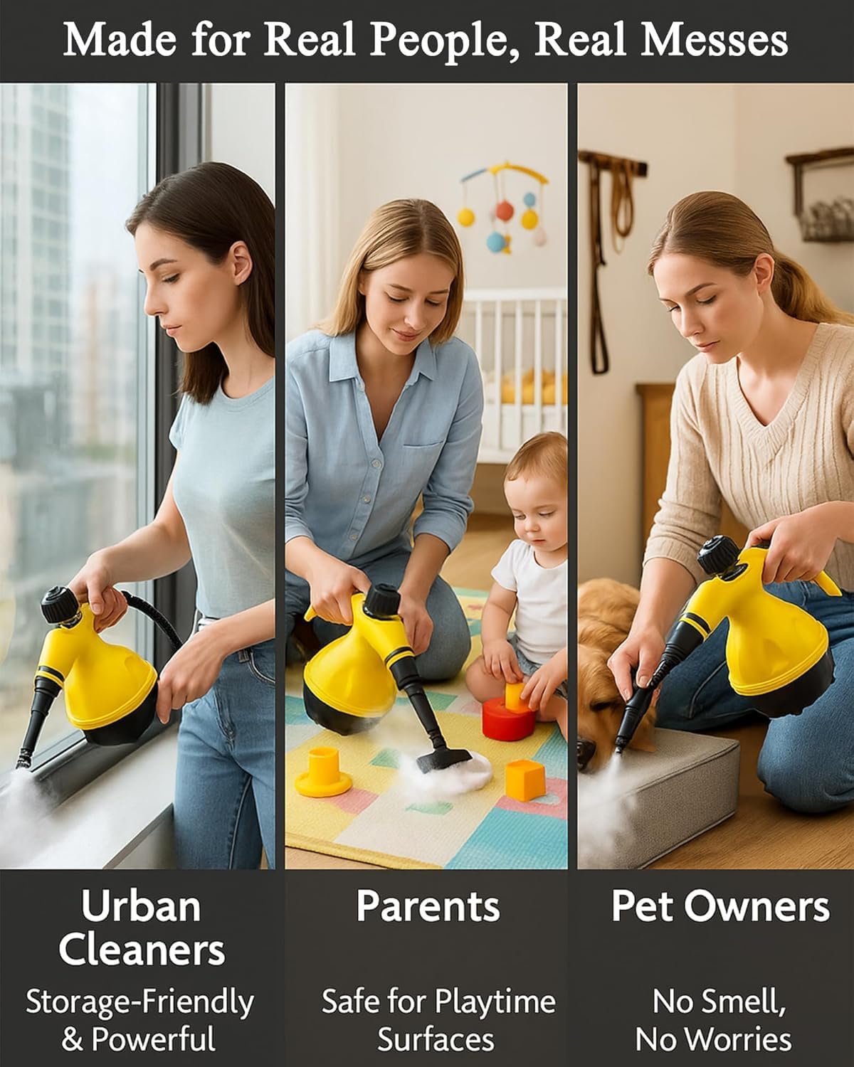 BuzyBe Handheld Steam Cleaner 1000W – High Pressure Portable Steamer for Home, Kitchen, Bathroom, Sofa, Carpet & Floor with 10 Accessories