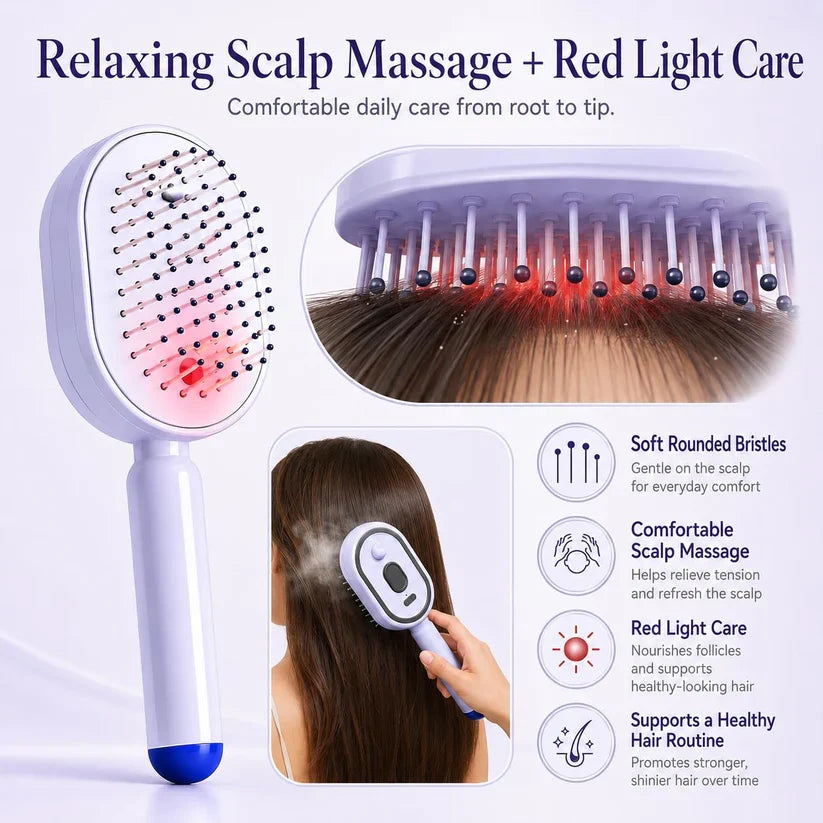 BuzyBe Electric Spray Air Cushion Massage Comb with Oil Applicator, Rechargeable Hair Massage Brush with Essential Oil Mist, Detangling Anti-Static Scalp Care Comb for Women & Girls BuzyBe