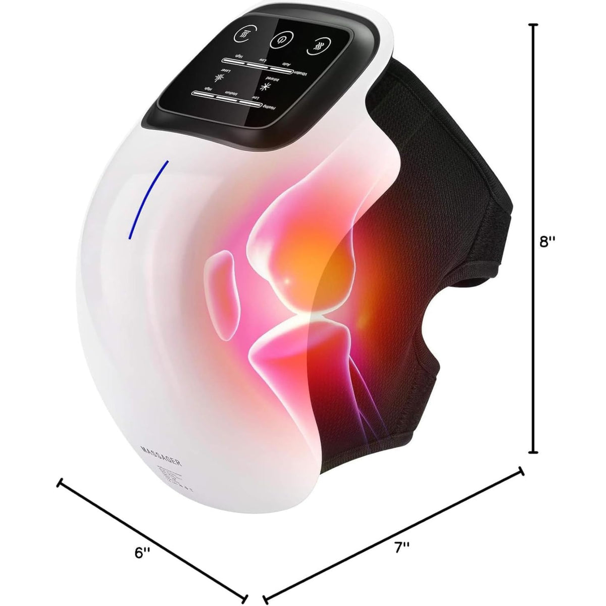 BuzyBe Portable Knee Massager with Heat & Vibration | Wireless Knee Pain Relief Device | Rechargeable Heated Knee Brace | 3 Heat & Massage Modes | 2000mAh Battery | for Men, Women & Seniors BuzyBe