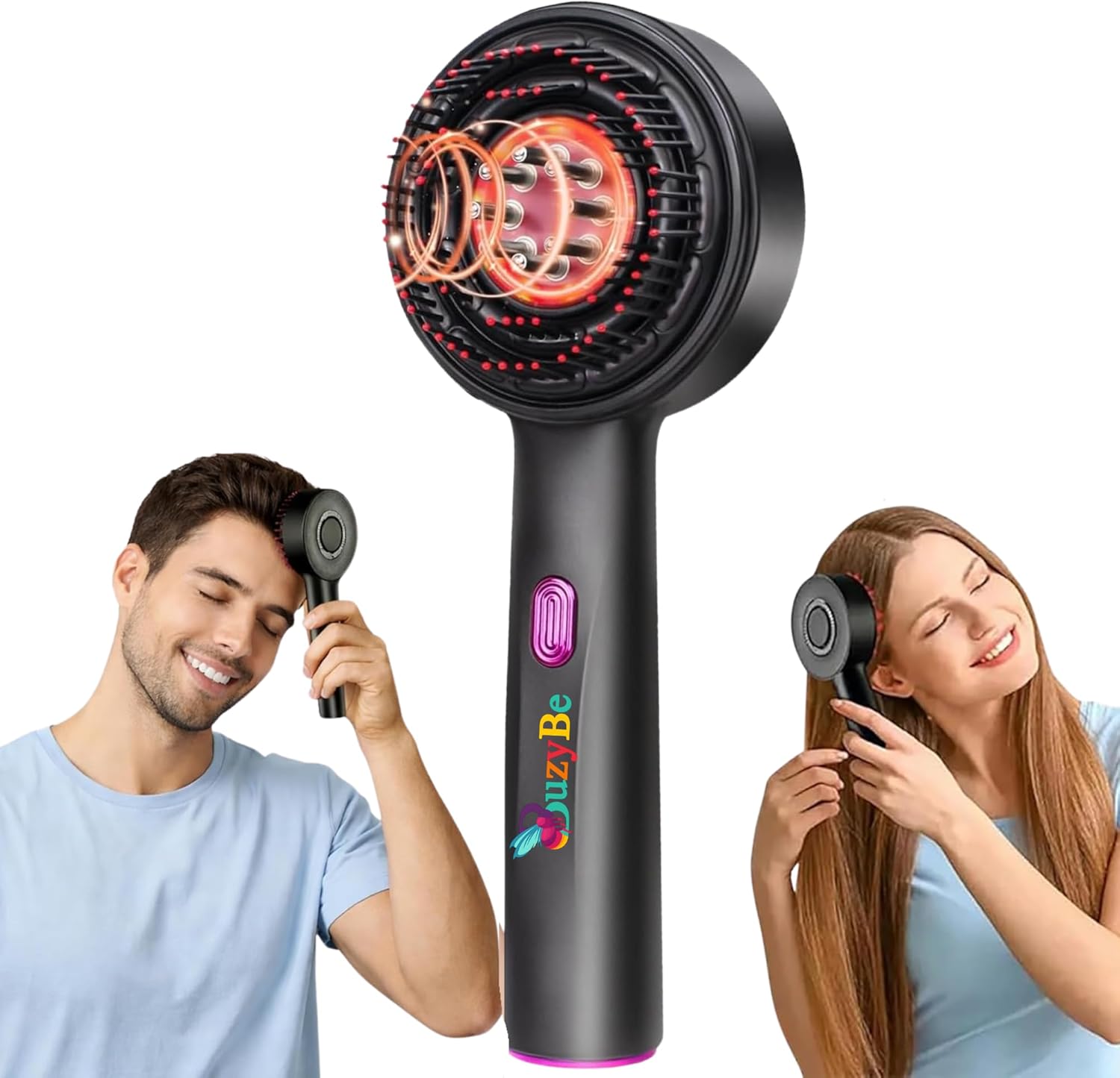 BuzyBe Scalp Massager Brush with Red Light Therapy – Cordless Head Massager with Hair Oil Applicator, Waterproof Deep Scalp Massage Comb for Hair Growth & Relaxation